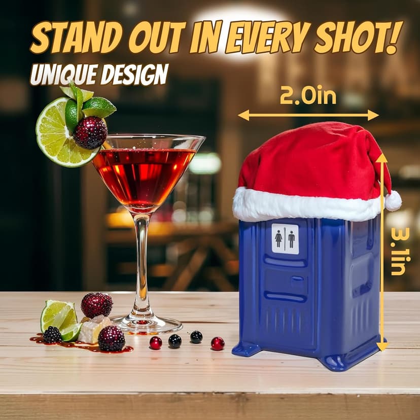 Ceramic Porta Potty Shot Glasses(1 PACK), White Elephant Gift for Adults, Gag Gifts Funny for Adults, Top Choice Secret Santa Gifts for Men, Friends and Coworker