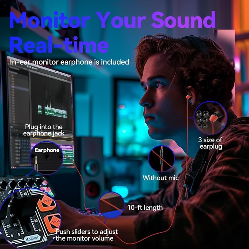 HALCONTORNO Podcast Sound Board F999 Plus - Music Mixer Board, Audio Mixer for YouTuber Streamer Music Gamer, Audio Interface, DJ Equipment Sound Card for Beginners (F999 Plus)