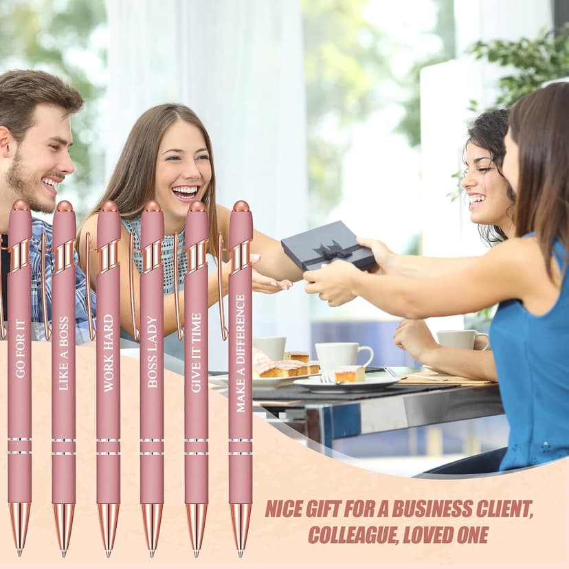 Rose Gold Funny Pens with Stylus Tip & Sayings for Back to School Essentials Home, Office, Teacher Supplies Zonon 12 Pcs Inspirational Pens, Motivational Ballpoint Pen Gifts for Women B0B4T388TH