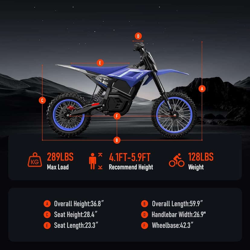 Electric Dirt Bike for Adults Teens, 3000W Brushless 220Nm Motor - 45° Slope, 38 MPH, 48V/23.5Ah Removable Battery, Dual Hydraulic Brakes & Full Suspension Electric Motorcycle for Age 13+
