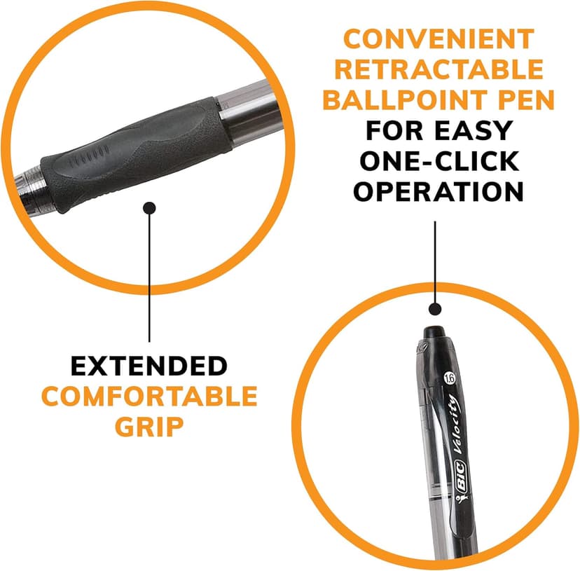 BIC Glide Bold Black Ballpoint Pens, Bold Point (1.6mm), 4-Count Pack, Retractable Ballpoint Pens With Comfortable Full Grip
