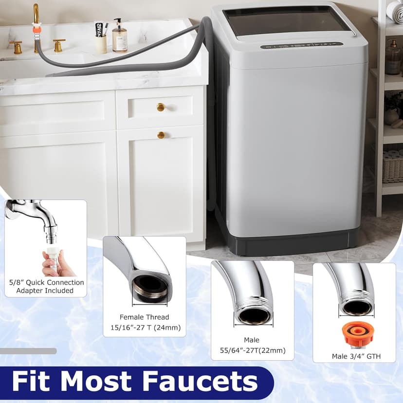 Giantex Portable Washing Machine, 1.5 cu.ft Compact Washer with Drain Pump, LED Display, 8 Programs, 10 Water Levels, Child Lock, 11 LBS Clothes Capacity for Apartment, Home, Dorms, RV (Gray & Black)