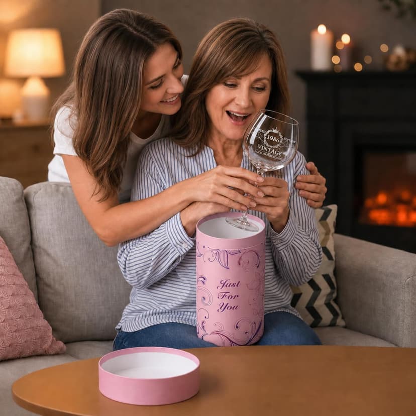 40TH Birthday Gifts for Her, Vintage 1985 40th Wine Glass, 40 Year Old Birthday Decorations For Women, Funny 40 Bday Gifts Idea For Women, Friends, Daughter, Sister Mom - Turning 40 Present
