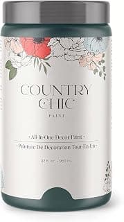 Country Chic All-in-One Chalk Paint for Furniture, Cabinets, Home Decor, Eco-Friendly, Matte Finish, Built-In Primer & Top Coat for Wood, Metal - Jitterbug (Dark Teal) - Quart 32 oz (950 ml)