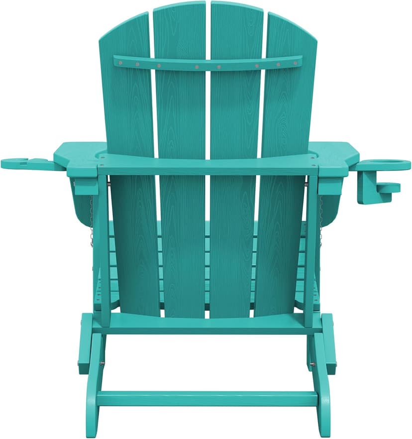 SERWALL Adirondack Chair with Cup Holders - Composite Adirondack Chairs Set of 2 HDPE Outdoor Chairs All Weather Use- Aruba