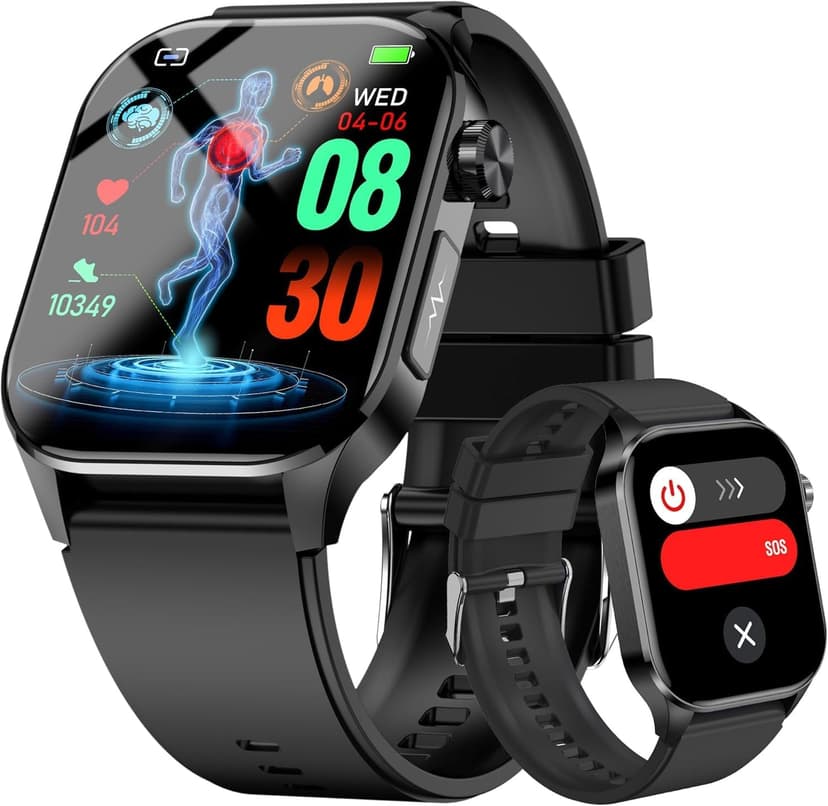 Advanced Health Smartwatch for Women Men with Real-Time Monitoring of Heart Rate, Blood Oxygen, Body Temperature, Blood Pressure, Sleep Auality and Stress Levels.Always-On Display, for Android & iOS