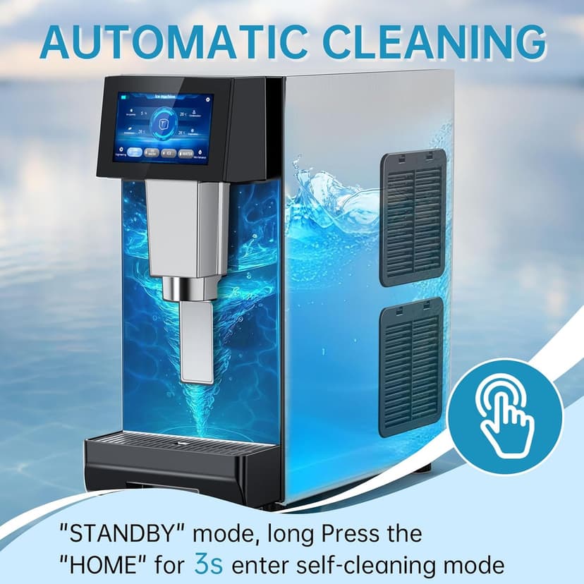 Commercial Nugget Ice Maker Machine, 100Lbs/24H Pellet Chewable Ice, 3-IN-1 Nugget Ice Maker with Ice & Water Dispenser, Self-Cleaning Countertop Stainless Steel Ice Machine for Business, Office,Party