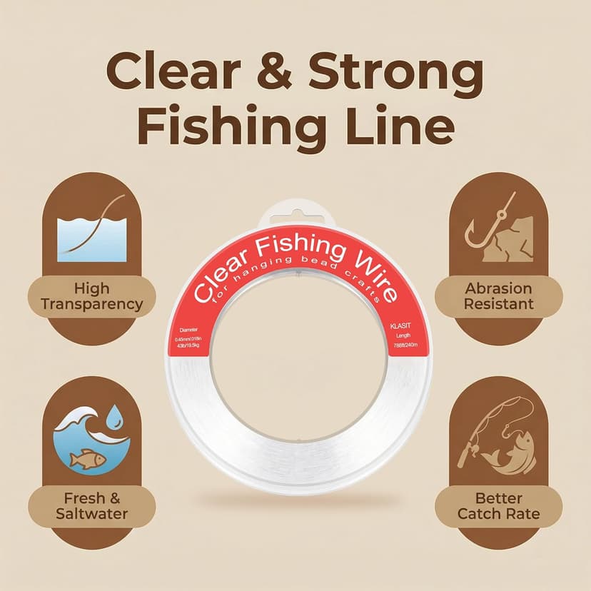 KLASIT Fishing Line 788FT,Invisible Monofilament Fishing Wire,Supports 43 Pounds Strong Nylon Invisible Thread for Hanging Decorations,Balloon Garland,Crafts,Picture Display
