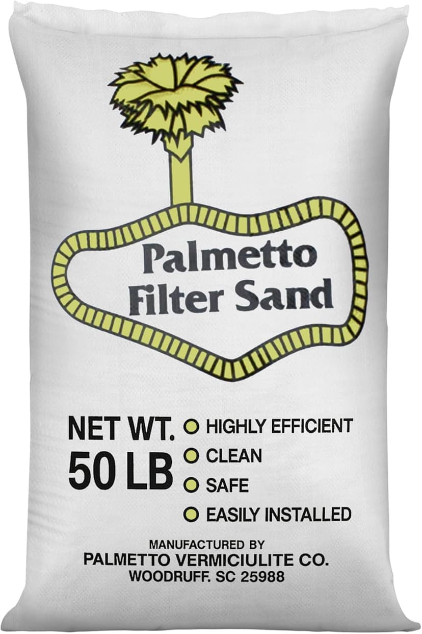 Palmetto Swimming Pool Filter Sand, 50 lb Bag – Natural Silica for Residential & Commercial Filtration Pump Systems – Screens Leaves, Oils, Dust & Hair for Clean and Clear Water