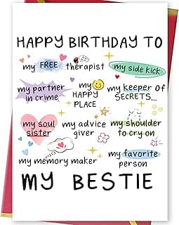 Funny Birthday Card for Women Sister, Happy Bday Gifts for Bestie, Bestie & Friendship Birthday Card
