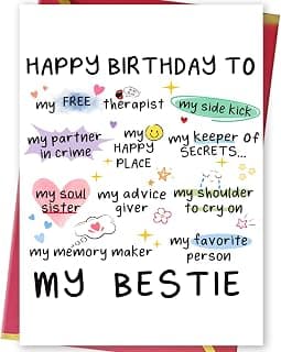 Funny Birthday Card for Women Sister, Happy Bday Gifts for Bestie, Bestie & Friendship Birthday Card
