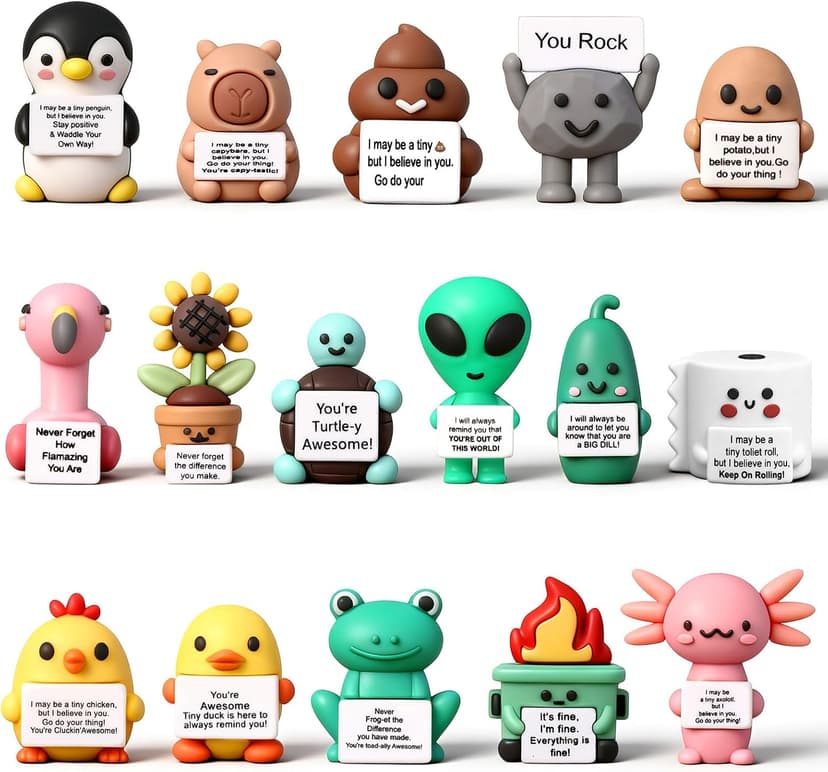 Desktop Ornaments, Christmas, Valentine's, Inspirational Gifts, for Employees, Coworkers, Staff, Teachers, Teams, and Friends Gejoy 16 Pcs Mini Rubber You Rock Figures Positive Gifts, 16 Style Novel B0FQNZSM8V