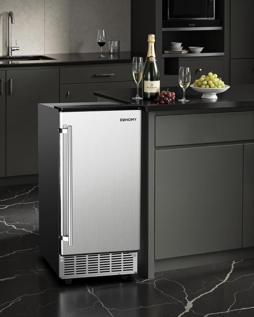 EUHOMY Under Counter Ice Maker with Drain Pump, 100 lbs/Day Ice Machine, Auto-Cleaning & 24H Timer, Stainless Steel Commercial Ice Maker with 24 lbs Storage for Home/Bar/Cafe/Restaurant