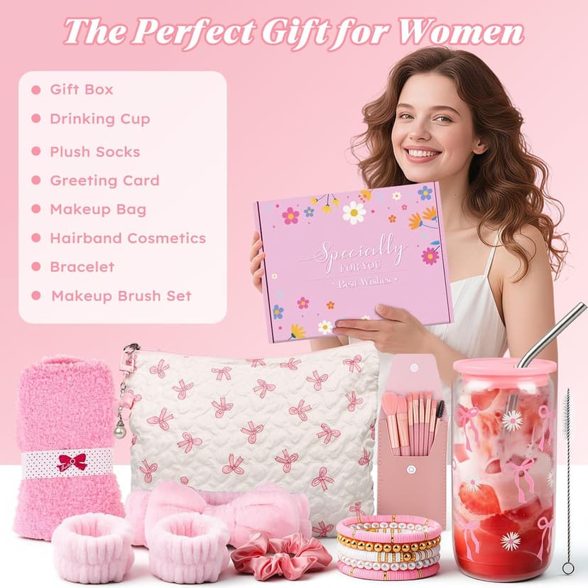 TUZELIYA Exquisite Birthday Gifts for Girls Teens - Best Birthday Presents for Her - Pink Unique Gift Baskets for Women - Back to School Gifts for Best Friends Girlfriend Daughter Mom Sister Coworker B0FMRHHVX6