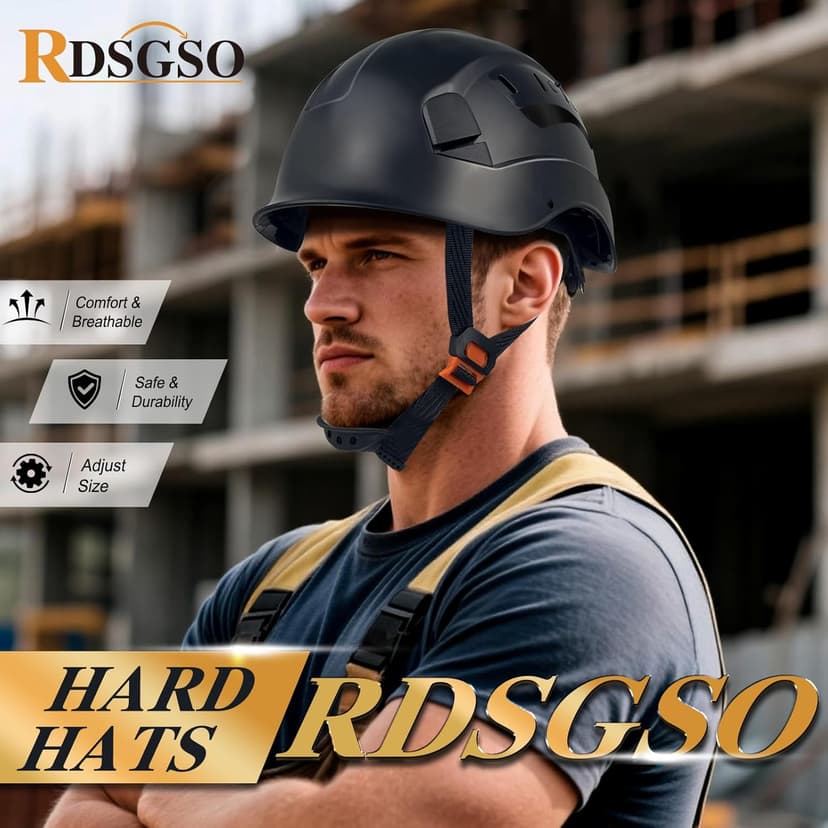 ANSI-Certified Industrial Safety Helmet RGS-6C with Adjustable Vents, 6-Point Suspension Hard Hats for Construction, Rescue, Outdoor Work