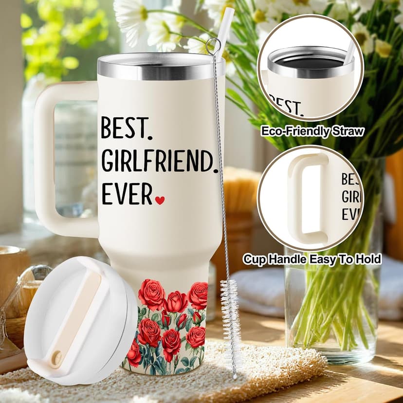 Anniversary, Christmas, Valentines Day Gift Ideas for Her - 40oz Travel Cup Insulated Tumbler with Lid & Straw Gifts for Girlfriend - Girlfriend Birthday Gifts for Women B0FVDQHKY6