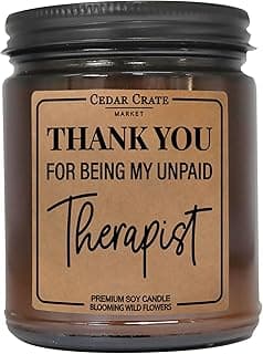 Gift for Best Friend | Thank You for Being My Unpaid Therapist | Scented Candle Gift Idea for Best Friend, BFF, Sister, Mom, Girlfriend, Boyfriend on Birthday, Christmas Candles -Blooming Wildflowers