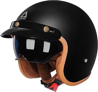 TRIANGLE 3/4 Motorcycle Helmet,Retro Open Face Adults Helmets with Visor,Half Face Moped Helmet for Men & Women,DOT Approved Helmets for Cruiser Scooter(L)