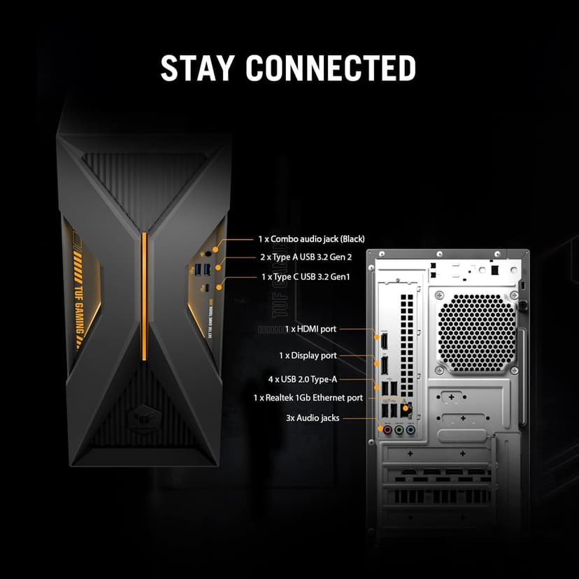 ASUS TUF T500 (2025) Gaming Desktop PC, Intel® Core™ i5-13420H Processor, NVIDIA® GeForce RTX™ 5060Ti, 1TB M.2 NVMe™ PCIe® 4 SSD, 16GB DDR5 RAM, Windows 11 Home, T500MV-MS564Ti