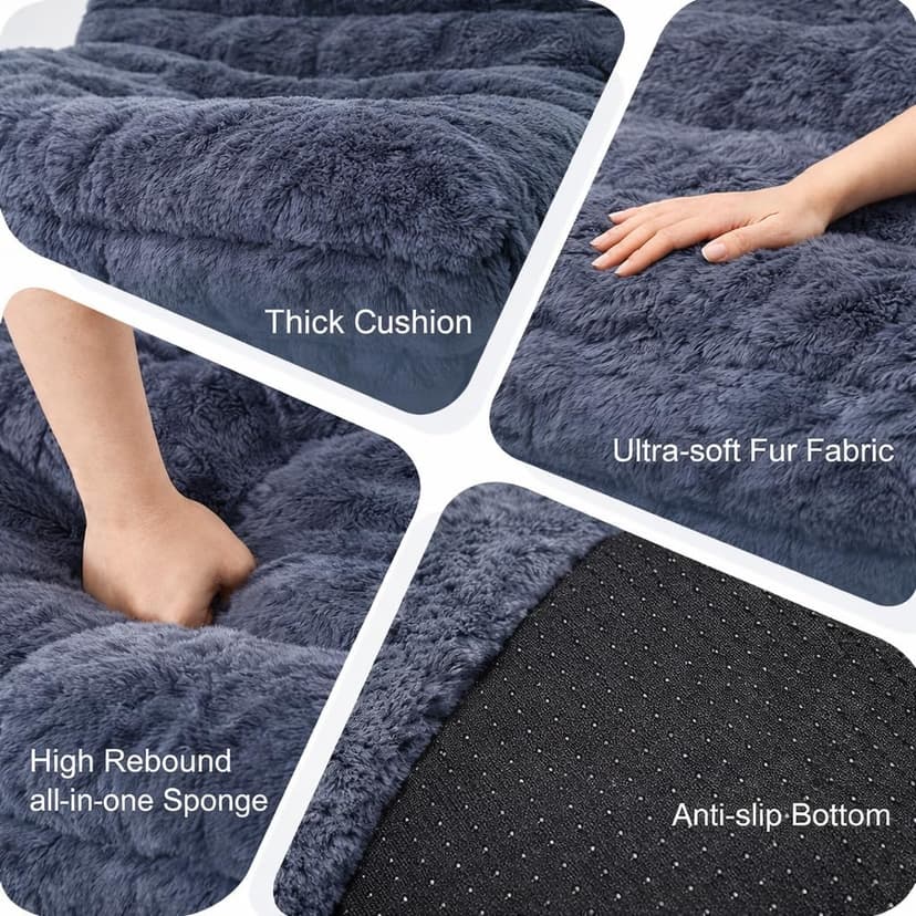 Bean Bag Chairs with Filler Faux Fur Fireside Beanbags Lazy Sofa for Memory Foam BeanBag Chair Bean Bag Sofa for Bedroom, Living Room, Office and Home (Dark Grey)