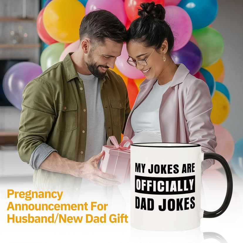 Aurahouse New Dad Gifts First Time, Officially Dad Jokes Mug, Pregnancy Announcement for Husband Funny, Daddy to Be Gifts for 1st Time Dads Birthday Baby Shower Fathers Day, Expecting Father Gift