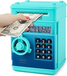 Refasy Piggy Bank Cash Coin Can ATM Bank Electronic Coin Money Bank for Kids Age 3-12, Money Savings Box Mini ATM Coin Bank Toys Gifts for 3 4 5 6 7 8 9 10 11 12 Year Old Boys Girls