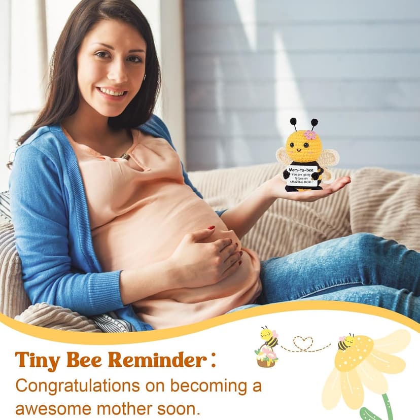 Mom to Be Gifts, Pregnancy Gifts for Expecting Mom, First Time Moms, Wife, Friend, Sister, Mommy to Be Gift, Gift for Pregnant Women, Cute Handmade Crochet Bee Support Present B0F99T7Q2R