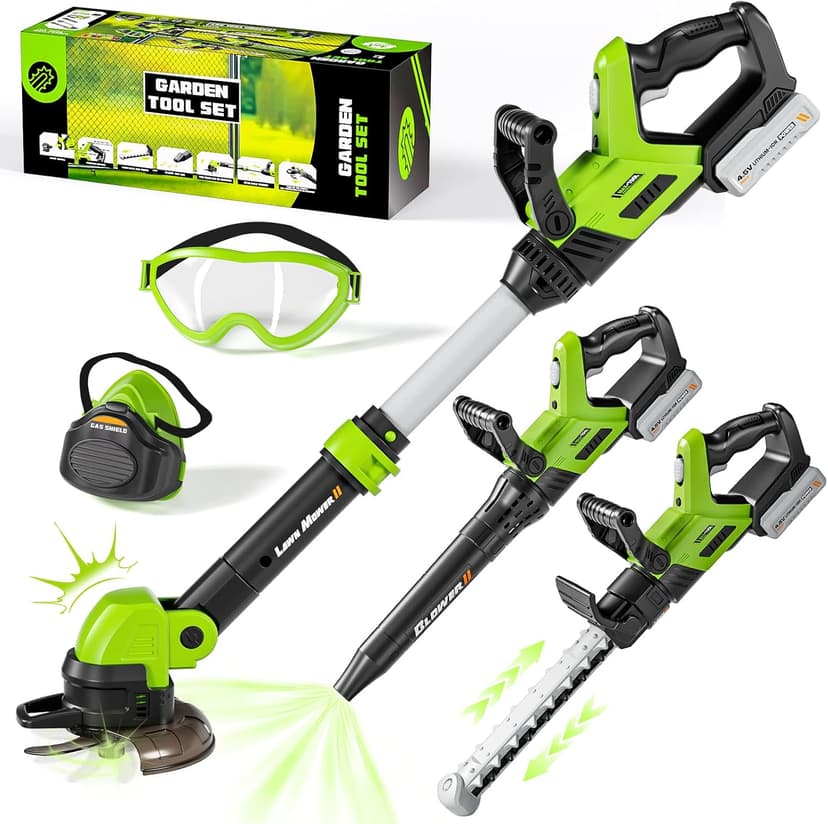 Kids Toy Tool Set, 3-IN-1 Power Garden Lawn Tools with Sounds & Lights, Volume, Toy Weed Wacker, Leaf Blower&Hedge Trimmer, Outdoor Play Toy Tools, Christmas Birthday Gifts for Boy Toys 3 4 5 6 7 8+ B0FJ262MMT