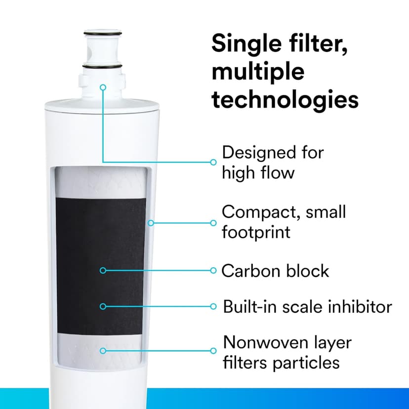 3M Water Filtration Products System for Commercial Ice Maker Machines ICE120-S, Reduces Sediment, Microplastics, Chlorine Taste and Odor, Cysts, Inhibits Scale, 1.5 GPM, 9,000 Gallon Capacity