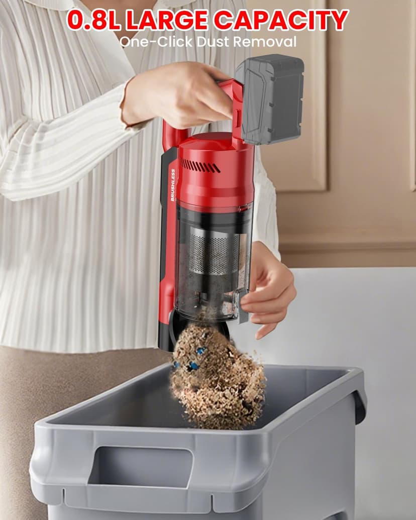 ZEXAPE Cordless Vacuum Cleaner for Milwaukee M18 Battery, 7-in-1 Lightweight Stick Vacuum with HEPA Filter, 35KPA Suction, 350W Brushless Motor, 3 Modes for Floor, Carpet, Car(Battery Not Included)