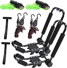 Folding Kayak roof Rack Adjustable for Kayak/Canoe/SUP,J-Bar Rack on Roof Mounting On SUV, Car and Truck Crossbars. (23-krf-1)