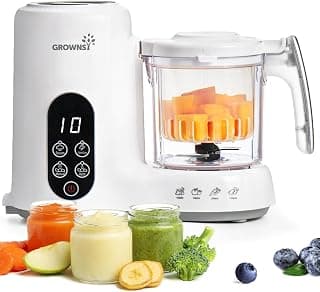 BPA-Free Elevated Steam Basket, Healthy Homemade Baby Food Purees, Starting Solids & BLW, Baby Feeding Essentials, 6+ Months Grownsy Baby Food Maker, Steamer & Blender Baby Food Processor, White B0DGL879NT