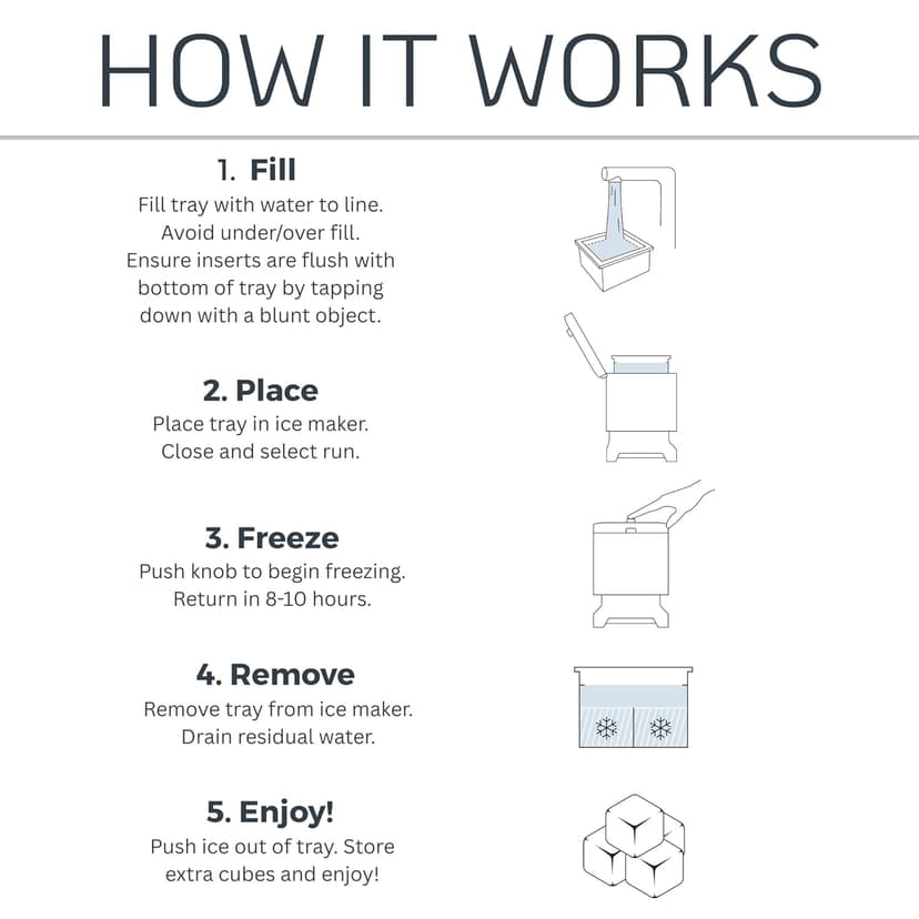 Clear Ice Maker - Makes 4 Large, 2" Crystal Clear Ice Cubes in 8 to 12 Hours - Great for Cocktails, Whiskey & Bourbon - Compact Countertop Ice Maker - Stainless Steel Shell - Reusable Ice Tray