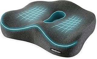Memory Foam Seat Chair Cushion for Relieves Back Sciatica Pain Tailbone Pain Coccyx Degenerating Disc Orthopedic Osteoarthritis Prostate Cushion Low Back Pain Cushion Hip Shaping (Dark Gray)