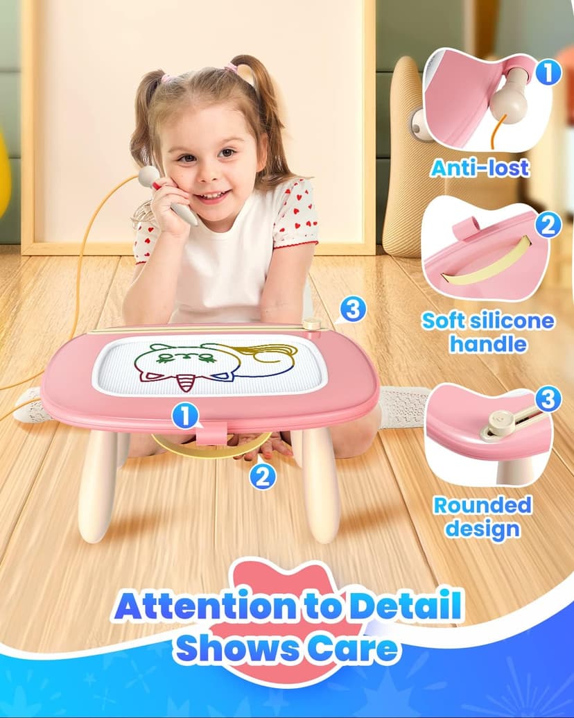 Seimome Magnetic Drawing Board, Toddler Girl Toys for 1-3 Year Old, Doodle Board Learning and Educational Kids Toys- Pink B0BZ4H7T9N