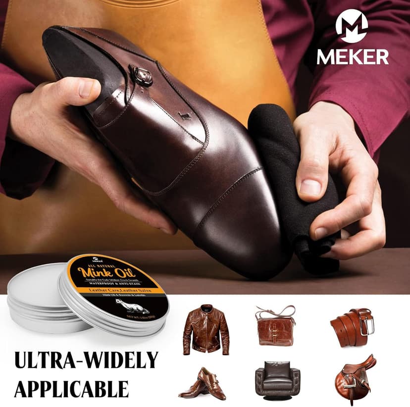 MEKER Mink Oil for Leather Boots, Leather Conditioner and Cleaner 3.52 oz-All-Natural Waterproof Soften and Restore Shoes