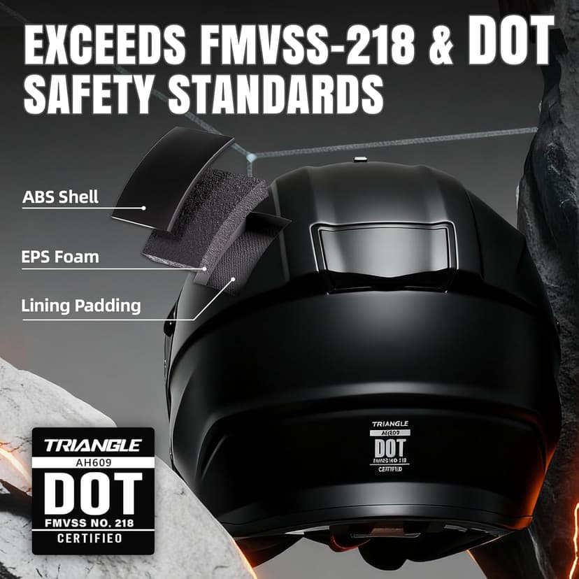 TRIANGLE Dual Sport Motorcycle Helmet Dirt Bike Helmets ATV Full Face Helmet for Adults Men with Internal Sunshield DOT Approved