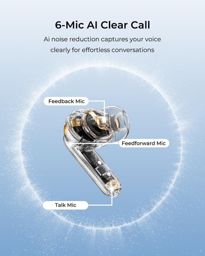 wegear Hybrid Active Noise Cancelling Wireless Earbuds, 6 Mics AI Clear Calls, 12mm Drivers Deep Bass Stereo Sound, 30H Playtime, True Wireless Earbuds, Bluetooth 5.4 Ear Buds, Comfort Fit (Black)