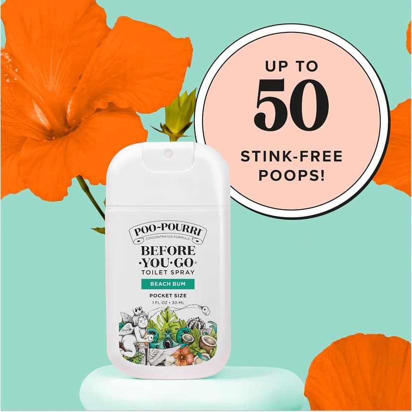 Travel Essentials On-The-Go Bathroom Odor Deodorizer with Essential Oils, Up to 50 Uses, TSA Approved, Coconut Orchid Scent Poo-Pourri Before-You-Go Pocket Toilet Spray, Beach Bum, 1 Fl Oz B0CRQQ8TYB