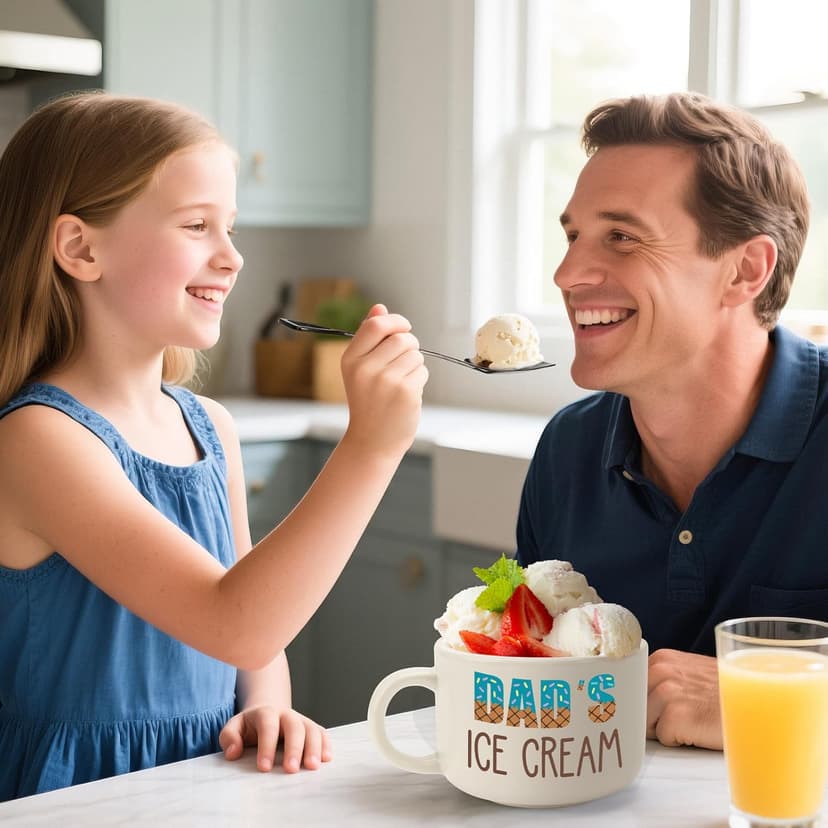 YEUYUQIU Christmas Dad Gifts from Daughter Son Wife - Ideal Christmas Fathers Day Birthday Gifts for Daddy Father Father in Law New Dads, Best Dad Ever Gift - Cool Dad's Ice Cream Bowl Shovel Set