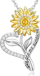 Anniversary for Gifts Women Wife, 18k Gold Plated Sunflower Necklaces for Women, Anniversary Her Gifts Birthday Gift for Wife You Are My Sunshine Woman's Jewelry Girlfriend Grandma Mom Daughter