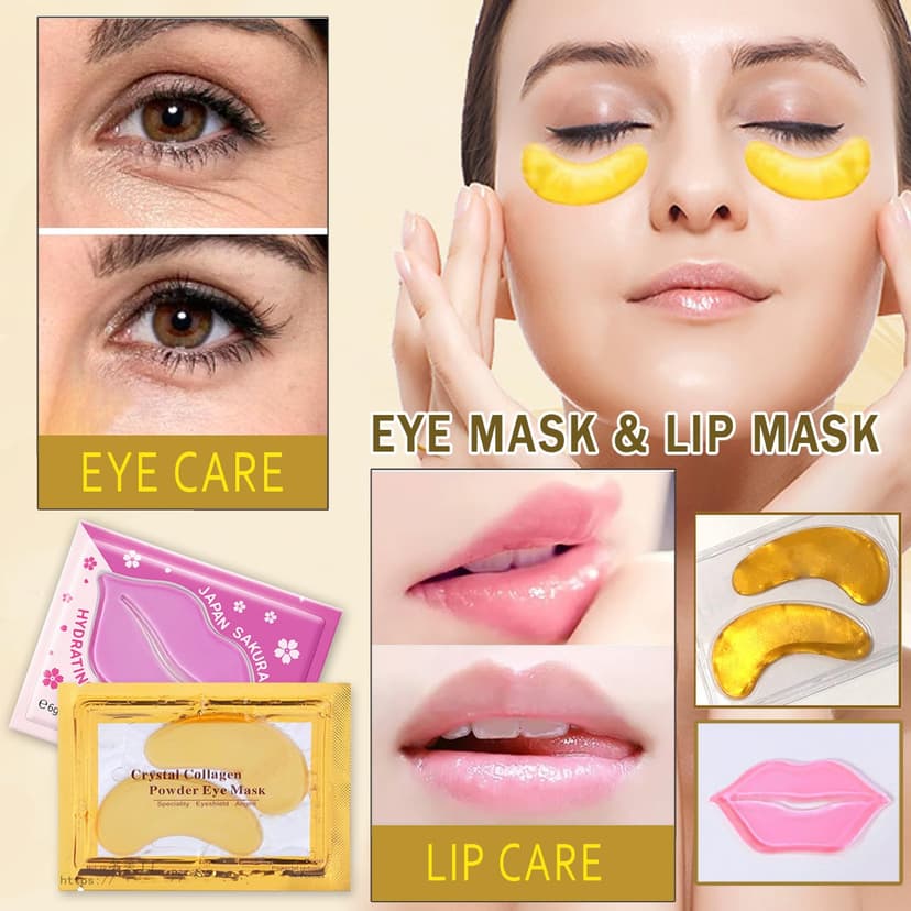 Eye Patches for Puffy Eye, Lip Mask Pads Reduce Fine Line, Hydrating Self-Care for Spa Nights, Bridal Parties & Bulk Gifts 30 Pairs 24K Gold Eye Masks & Lip Masks, for Spa & Bachelorette Favors B0D8Q8BVGP