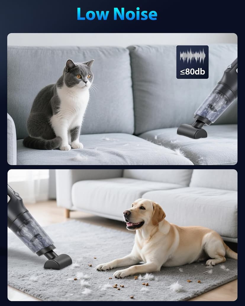 XenonLab Handheld Vacuum Cordless 1.1 Pounds Car Vac 10000PA Hand Held Vacuums 4-in-1 Hand Vac Cordless Rechargeable HEPA Filter Large Capacity Dust Cup for Car Office Home Pets Hair (Gray)