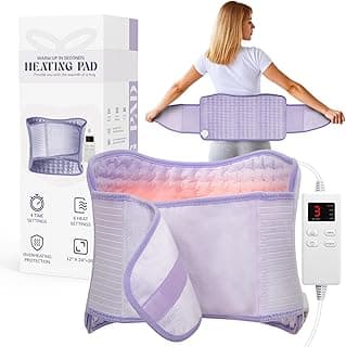 Heating Pad for Period Cramps, Upgraded Wrap Heating Pad for Back Pain Relief, Large 12''x 24''Heat Pad +26" Belt Adjustable 4 Timer 6 Heat Level Auto Shut Off, Christmas Birthday Gifts for Women Mom B0FK5CJXRX