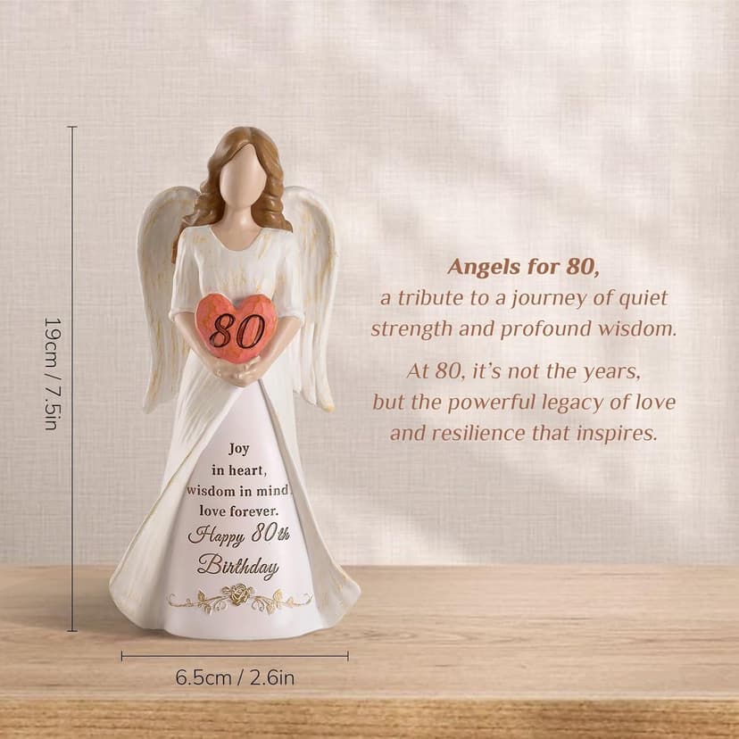 80th Birthday Gifts for Women: Best Happy Birthday Gift for 80 Year Old Woman Moms Grandmothers Friends Unique Birthday Angel Figurine Decorations