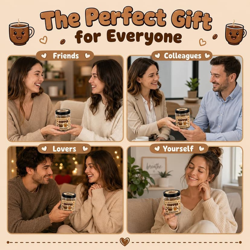 Positive Coffee Jar with 60 Affirmation Cards, Coffee Gifts For Women and Men, Dad, Mom, Coffee Themed Lover Gift, Emotional Support Latte, Cheer Up Funny Gag Gifts for Best Friends, Coworkers B0F6SGJJKC