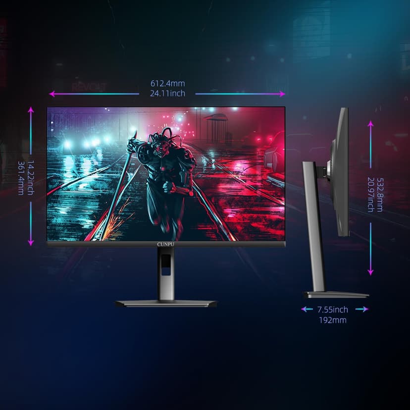 CUNPU 27" 4K 160Hz Ultimate Gaming Monitor, UHD Fast IPS 1ms, G-Sync Compatible & FreeSync, 99% DCI-P3, HDR400, HDMI 2.1 for PS5/Xbox 4K 120Hz, Full Ergonomic Stand