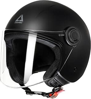 TRIANGLE Open Face Motorcycle Helmet Retro 3/4 Helmets with Clear Visor for Men Women DOT Approved