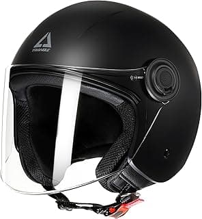 TRIANGLE Open Face Motorcycle Helmet Retro 3/4 Helmets with Clear Visor for Men Women DOT Approved
