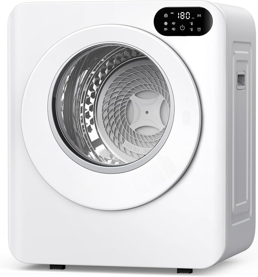 Euhomy 1.5 Cu.Ft Portable Clothes Dryer, 850W Clothes Dryer with Stainless Steel Drum, 4 Functions, LED Control, Drying Machine for Apartments, Laundry, Dorm, Small Space, White